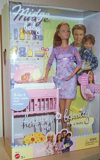 Boneca Barbie Grávida Midge & Baby Happy Family Sem Juros